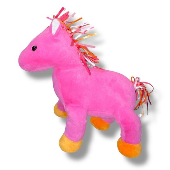 Animal Adventure 10" Plush Horse Pony Diamond Mane Ribbons Pink Stuffed Gift Toy - Picture 5 of 12